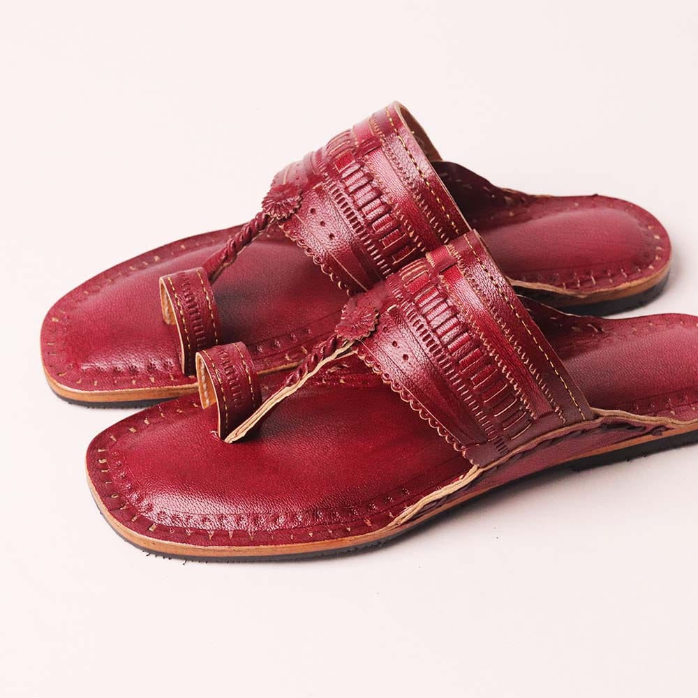 Warana — Men's Deep Maroon Kolhapuri Chappal